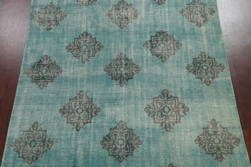 Trellis Oushak Oriental Area Rug Contemporary Handmade Teal Green Carpet 8x11 - Picture 3 of 12