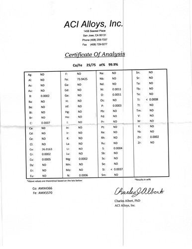 Co/Fe 25/75 at% 99.9% Cobalt/Iron Sputtering Target 60mmØ x 1mmThick - Bild 2 von 2