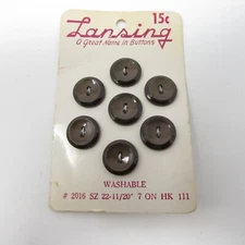 Vintage Lansing Buttons Brown 7 on Card Size 22 11/20" (about 5/8")