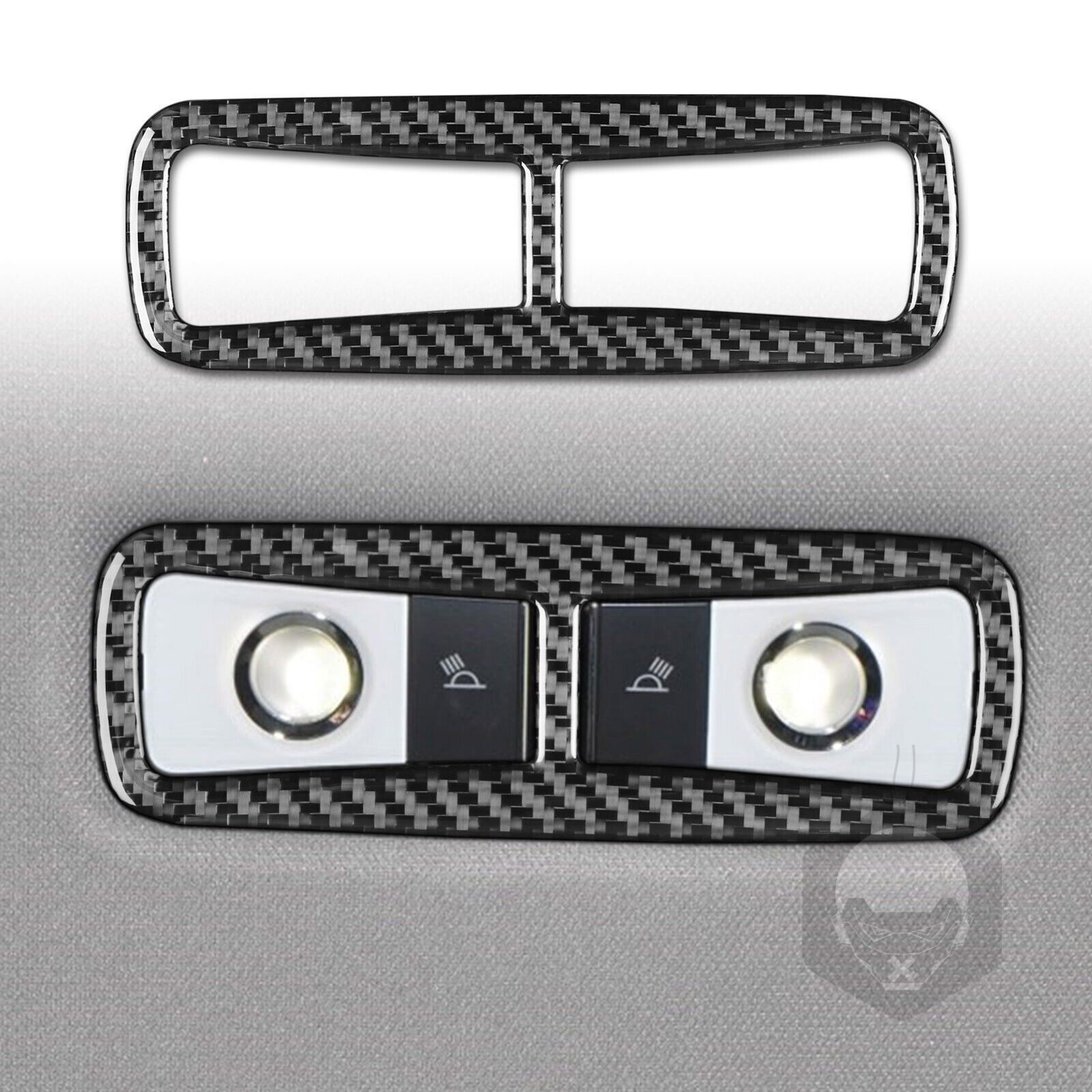 For Accord 14-17 Car Roof Reading Lamp Light Cover Black Carbon Fiber Frame Trim