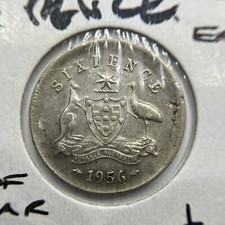 1956 Sixpence Error Coin - Broadstrike Off Centre - Silver Predecimal