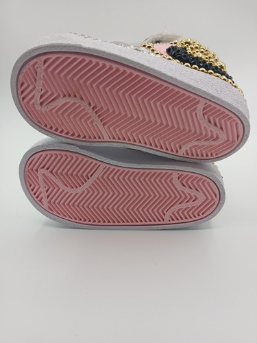 Nike Toddler Size 6C Sneakers BLING Bedazzled CUSTOM Shoes DD1849-101 White Gold - Picture 5 of 7