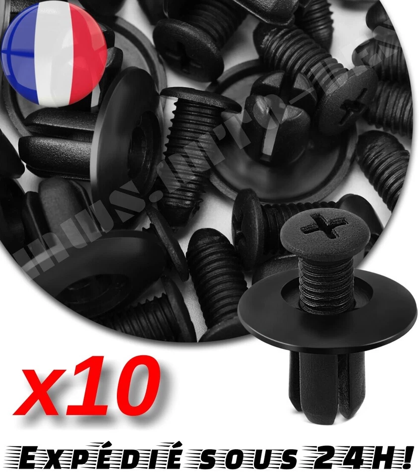 x10 Clips Fixation Universel Voiture Agrafe Pare-choc Pare-Boue Garniture 8mm ++ - Photo 2/4