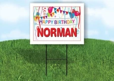 NORMAN HAPPY BIRTHDAY BALLOONS 18 in x 24 in Yard Sign Road Sign with Stand