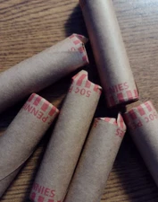 1-ROLL (50 COINS) OF 1920's AVERAGE CIRCULATED WHEAT CENTS IN OLD PAPER ROLLS
