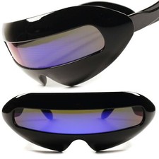 Alien Space Robot Party Rave Costume Futuristic Novelty Blue Lens Sun Glasses
