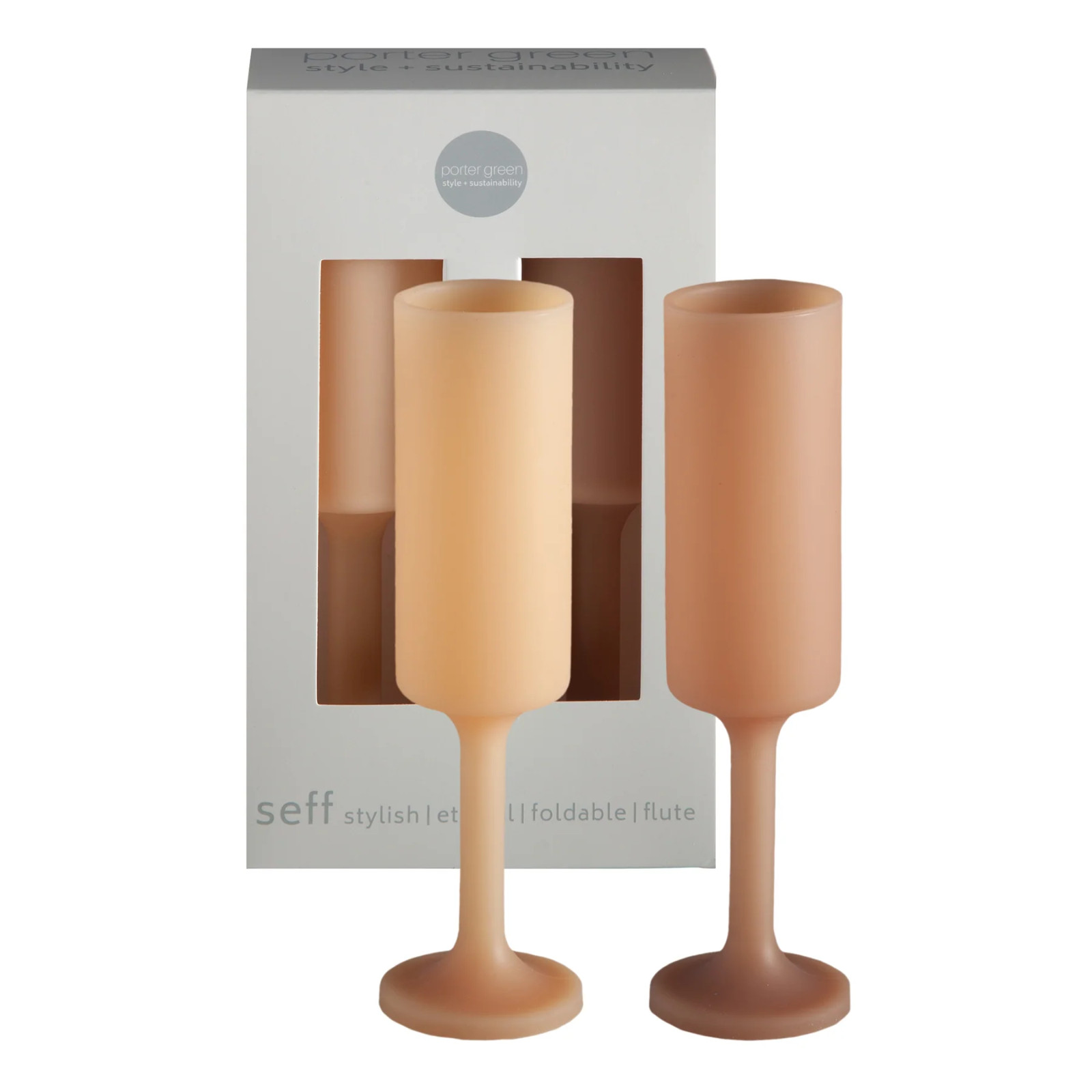 Set of 2 Silicone Unbreakable Champagne Flutes Wheat + Oat - Seff