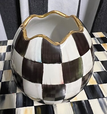 MACKENZIE-CHILDS CERAMIC COURTLY CHECK EASTER EGG VASE~Brand New~ 
