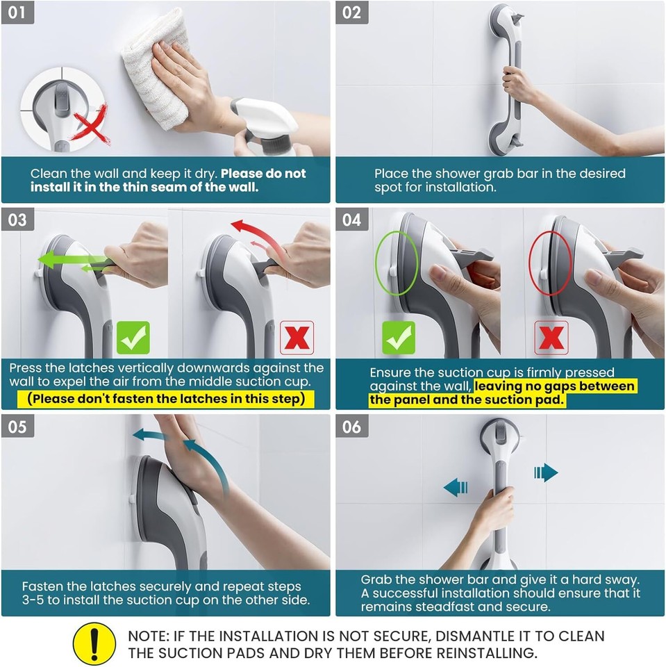 Shower Grab Bar 2 Pack Suction Grab Bars for Bathtubs and Showers eBay