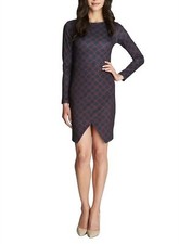 1.STATE Long Sleeve Scuba Sheath Blue Dress Sz L 145904