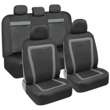 All Protect Full Set Car Seat Covers Front & Rear Smooth Light Gray Mesh