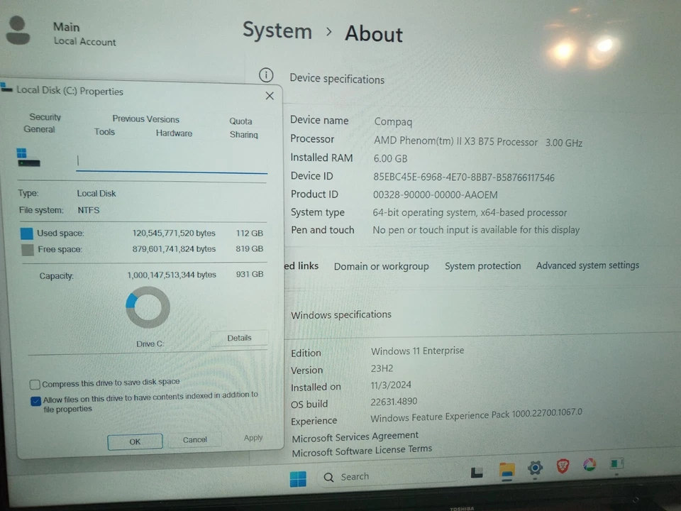 PC de sobremesa Compaq 6005 PRO 6 GB RAM, 1 TB HDD WINDOWS 11 Enterprise 64 bits Foto 4 de 4
