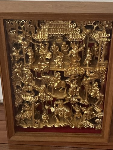 Chinese Carved Gilt Panel Wall Decoration - Picture 11 of 22