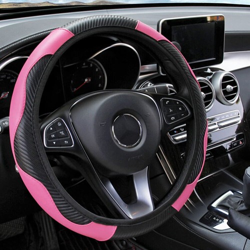 15''/38cm Leather Car Steering Wheel Cover Anti-slip Protector Accessories Pink - Picture 4 of 10