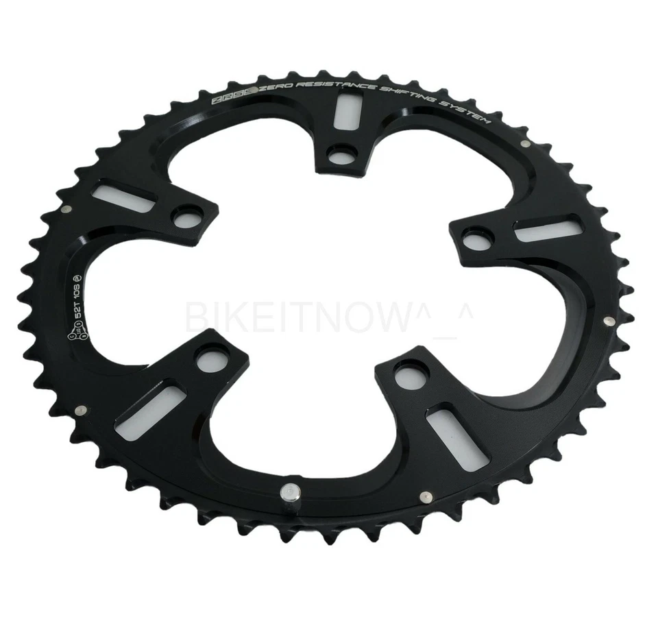 Plato DRIVELINE 52T Carretera, Bicicleta CC 7075/T6 BCD 110 MM Negro/Plateado, 2x10 Velocidad Foto 3 de 4