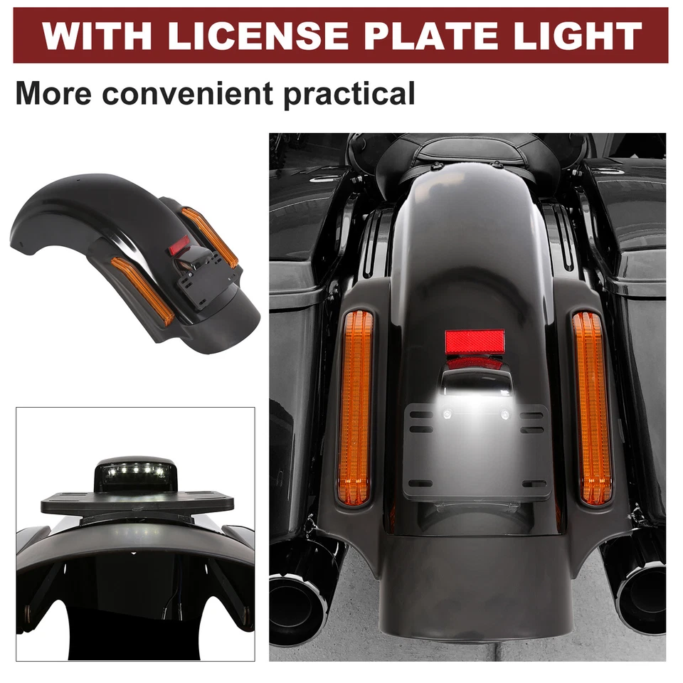 Black CVO Style Rear Fender System LED For Harley Road King Street Glide 14-Up Foto 4 de 4