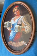 RARE ST. PAULI GIRL BEER BUSTY BLONDE GIRL BEER MIRROR SIGN BREMEN GERMANY