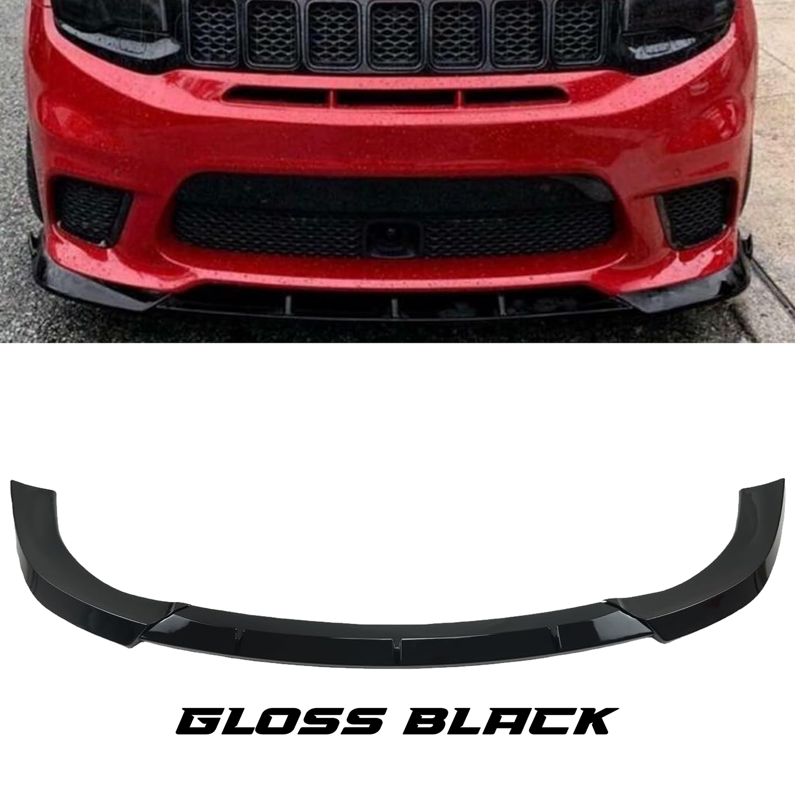 For 15-20 Jeep Grand Cherokee SRT Front Bumper Lip Splitter Spoiler Kit 3pc