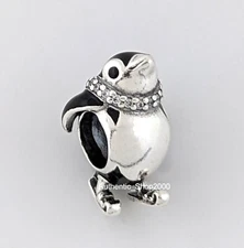 New 100% Authentic PANDORA 925 Ale Pave Crystals Skiing Penguin Charm 792988C01
