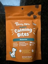 Zesty Paws Dog PUPPY Calming Bites Behavior 60 Soft Chews Turkey - 4/25 - New