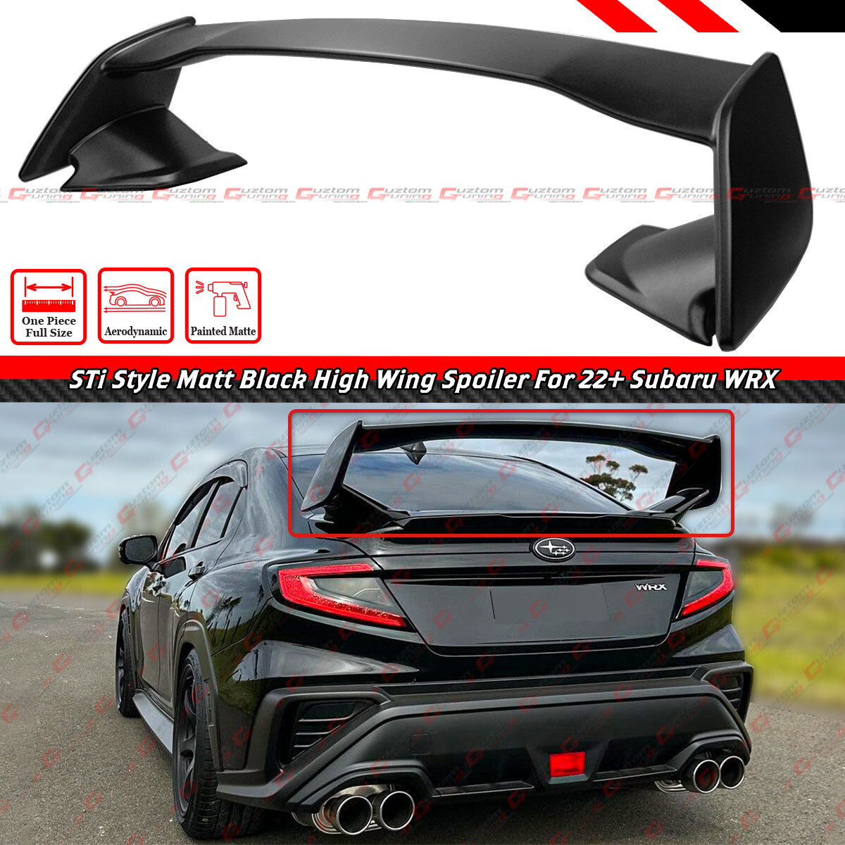 For 2022-2026 SUBARU WRX VB STI STYLE MATTE BLACK REAR TRUNK