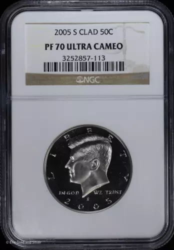 2005-S 50c Clad Kennedy Half 1/2 Dollar NGC PF 70 Ultra Cameo