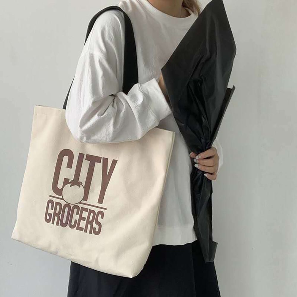 En Oferta Large Capacity Canvas Handbag Soft Schoolbag Portable Shopping Bag Women Girls