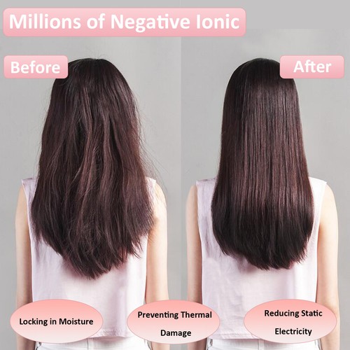 Pink Negative Ionic Hair Straightener Brush with 9 Temp Settings LED Display - Picture 6 of 9