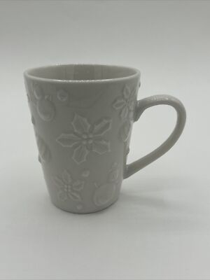 3DWhite Christmas Poinsettia Coffee Tea Mug Cups By Ruby