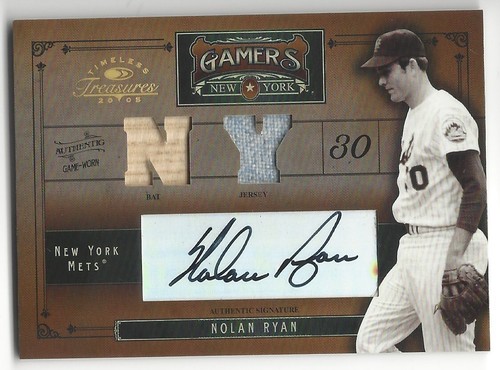 2005 TIMELESS TREASURES NOLAN RYAN GAMERS 11/25 AUTO GAME USED WORN JERSEY BAT