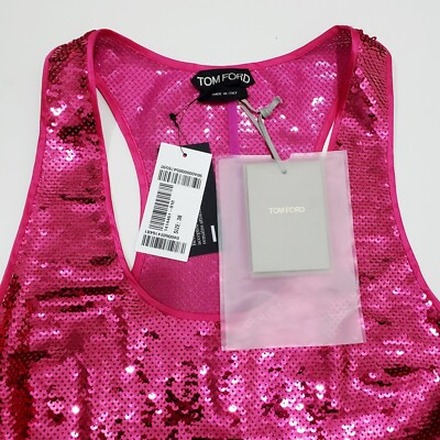 TOM FORD AB3086 Liquid Sequin Mini Dress Stretch Jersey Tank