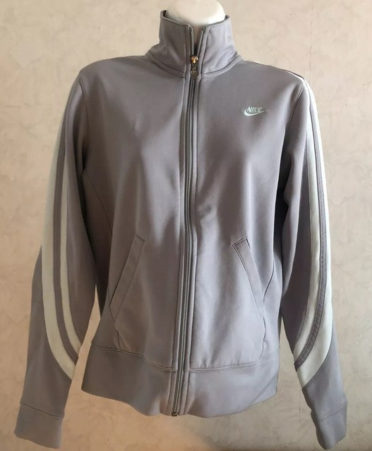 Nike Track Zip-Up Jacket Grey And Light Blue Size M (8-10) | eBay
