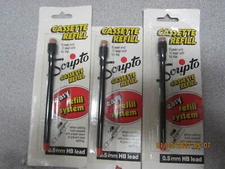 LOT 3 Vintage F1159C NOS Scripto Cassette Pencil 0.5 mm Lead Refill FITS B1159C