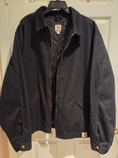 Carhartt Twill Work Jacket Mens Size 2XL Midweight Quilt Lined J293 BLK Black