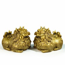 Brass Wealth Guardian Ornaments Golden Wealth Guardian Figurine Chinese-Style