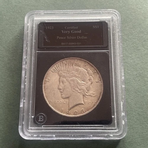 Silver Peace 1923  U.S  Silver Peace Dollar RARE Authenticated Certified VG