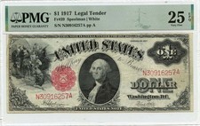 1917 $1 LEGAL TENDER Fr#39 PMG VERY FINE 25 EPQ "EXCEPTIONAL PAPER QUALITY"