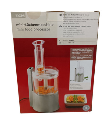 TCM Tchibo Mini Küchenmaschine 150W 2-in-1 Kombigerät Reibe & Multizerkleinerer