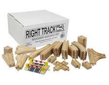 Wooden Train Track Set 56 Piece Compatible Kids Toy Set Natural
