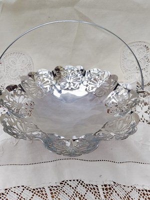 Vintage PINRO versilberter durchbohrter Schmetterling Korb Sheffield Pinder Brothers