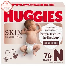 Fast delivery-Skin Essentials Dermatologist Approved Diapers-Newborn-76ct