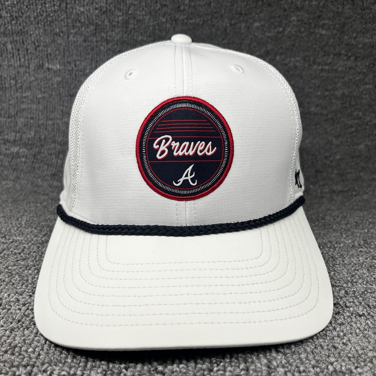 New '47 Atlanta Braves Hitch Rope Trucker Snapback Hat White Mesh Cap