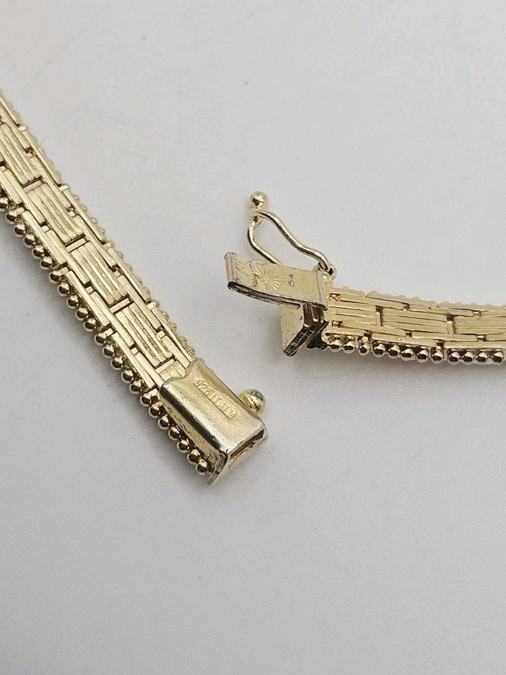 Collar Chevron Vintage Plata de Ley Tri Tono Corte Diamante 6mm 17" Foto 4 de 4