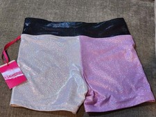 Justice Dance Gym Shorts Iridescent Black Foil, Size XL 16/18