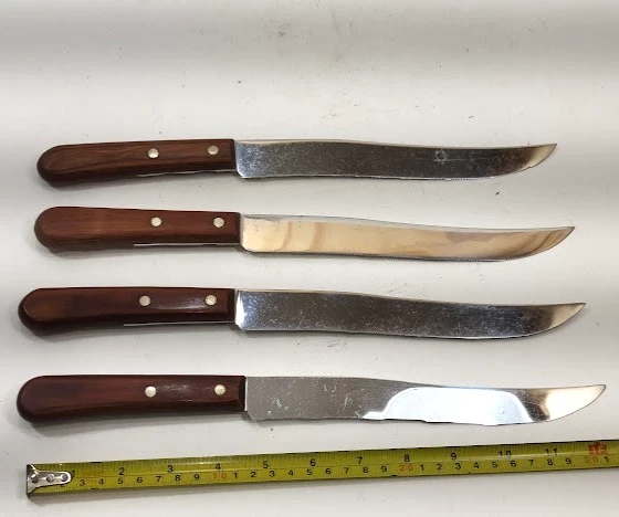 4 Vintage Case XX P251 8" Serrated blade knives- 3 stainless steel 1 chromium