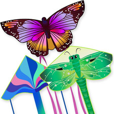 3 Pack Large Kites - Butterfly Delta Dragonfly Kites Easy to Fly for Adults Kids