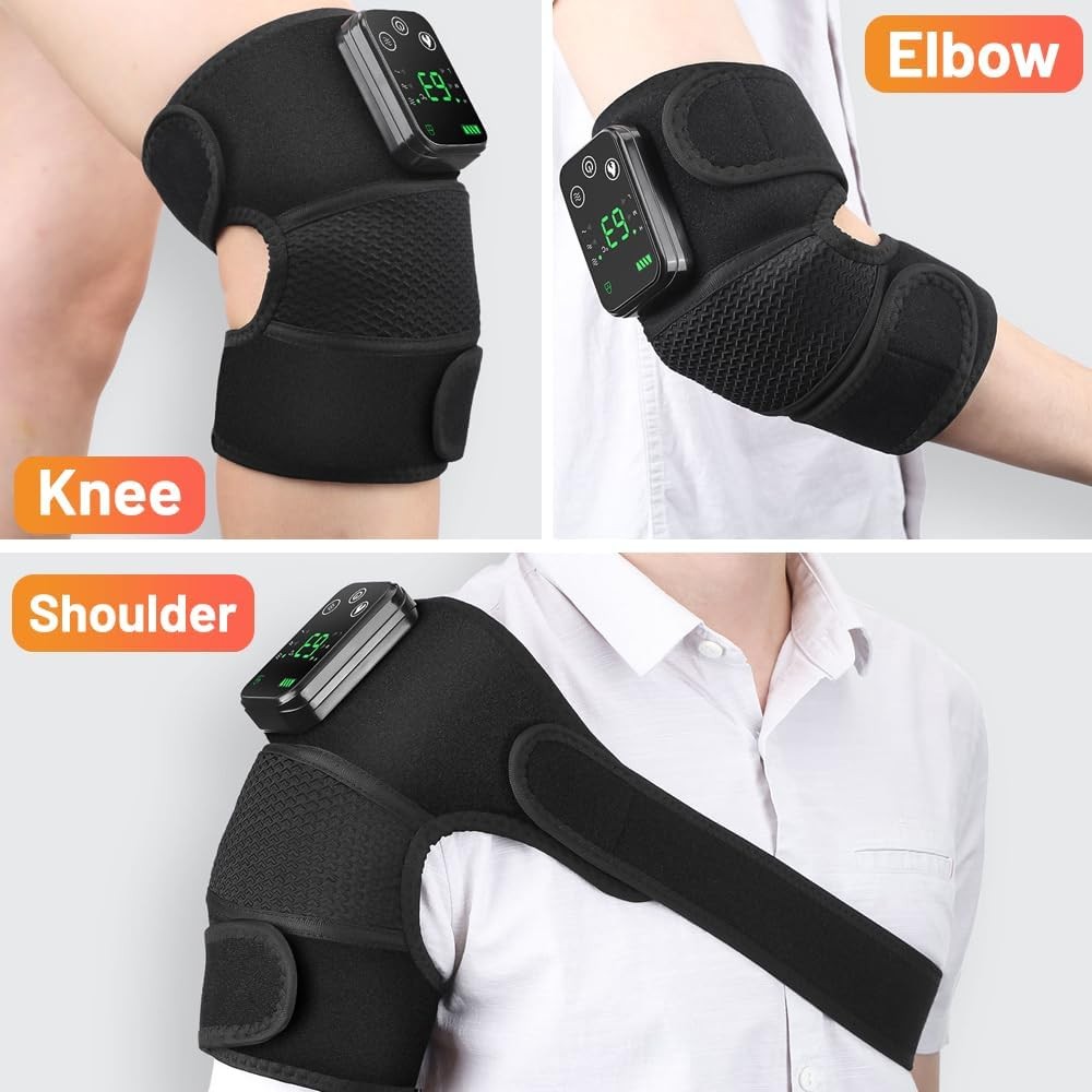 3-in-1 Knie Massagegerät Ellenbogenbandage Beheizte Schulterstütze mit Vibration