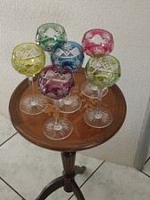 6 Verres Cristal Coloré Val