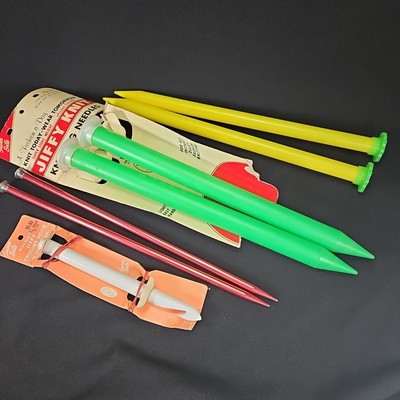 Vintage Susan Bates Jumbo Jiffy Knitting Needles Size 50 35 Boye 13 Crochet Lot