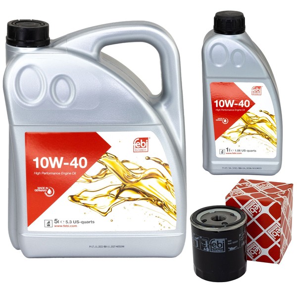 MotoröL Set Febi SAE 10W-40 6 Liter + ÖLfilter 32223 FüR Citroen Peugeot Boxer-image